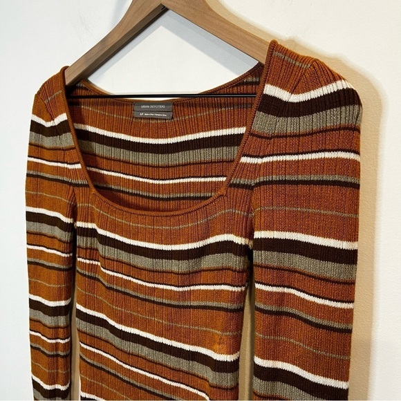 Women’s | Urban Outfitters Brown Striped Scoop neck Sweater | Small Petite - Picture 2 of 10